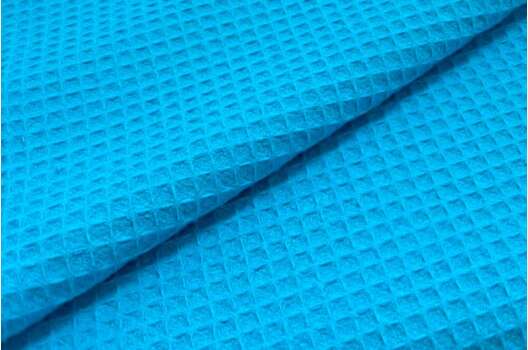 Вафельное полотно, мелкая клетка, ярко-голубой цвет