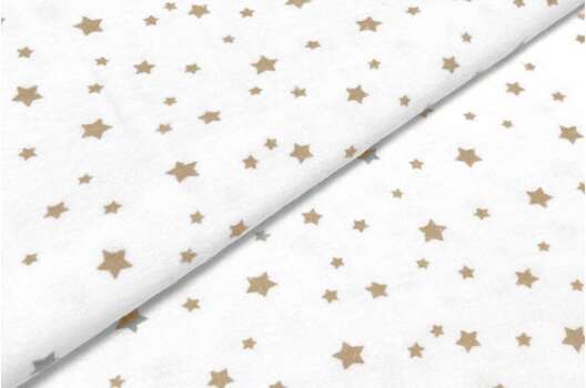 Фланель LUX 240 см, Бежевый звездопад на белом фоне