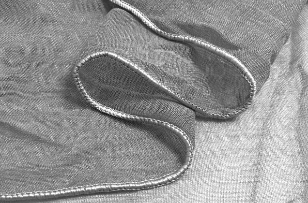 Тюль светло-серый с утяжелителем, имитация под лен, 320 см, Китай (ОСТАТОК) 3
