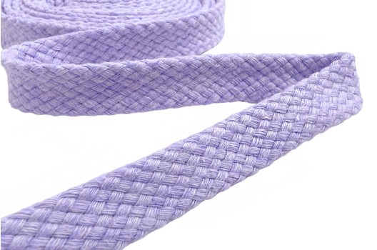 Шнур плоский турецкое плетение, х/б, сиреневый (026), 12 мм