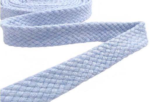 Шнур плоский турецкое плетение, х/б, светло-голубой (117), 12 мм