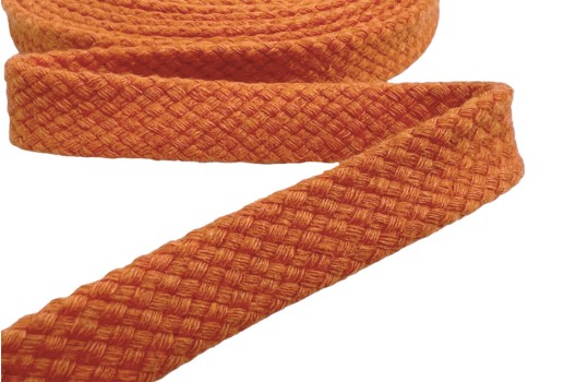 Шнур плоский турецкое плетение, х/б, оранжевый (008), 12 мм