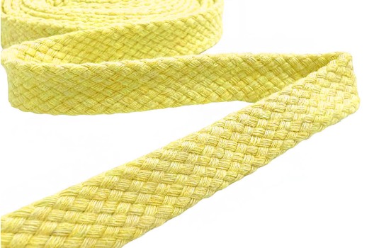 Шнур плоский турецкое плетение, х/б, желтый (005), 12 мм