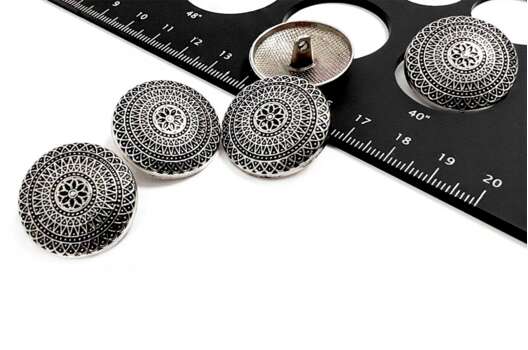 Пуговица металлическая на ножке ME315, серебристая, 25 мм