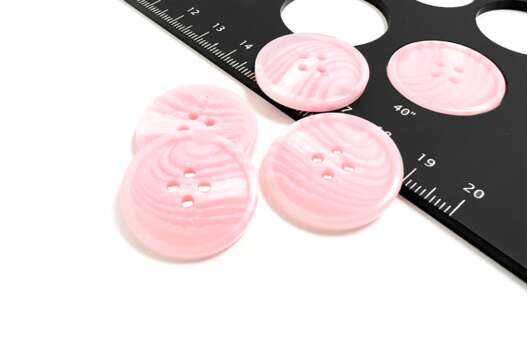 Пуговица пластик PS5, 4 прокола, розовая, 25 мм