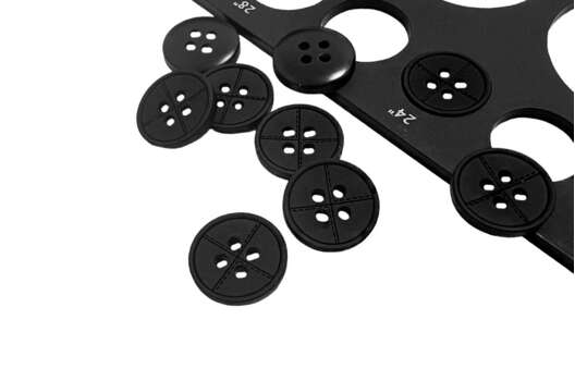 Пуговица пластик MA97 (CN2764), 4 прокола, черная, 15 мм