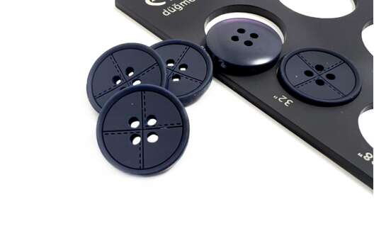 Пуговица пластик MA97, 4 прокола, темно-синяя, 20 мм