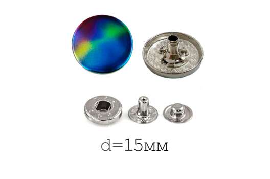 Кнопки установочные KP01, никель с шляпкой хамелеон, 15 мм