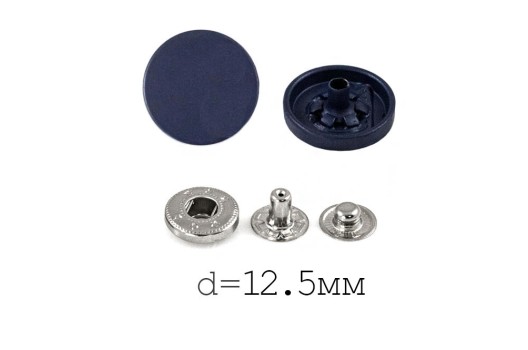 Кнопки установочные KP01, никель с темно-синей шляпкой, 12.5 мм