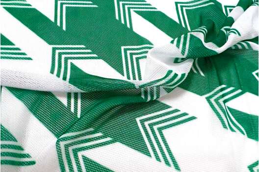 Сетка стрейч принтованная, Гусиная лапка бело-зеленая