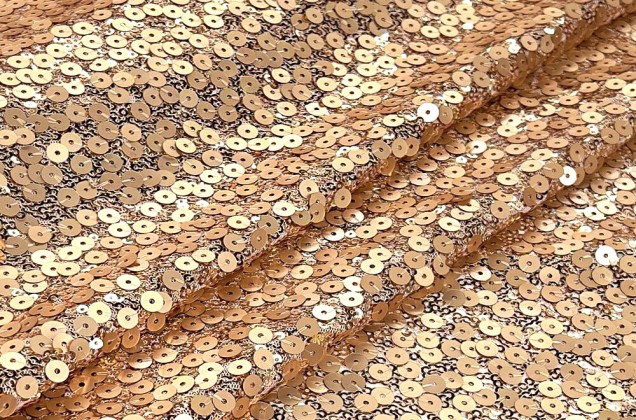 Пайетки на сетке матовые с глянцем, золото, 130 см 2