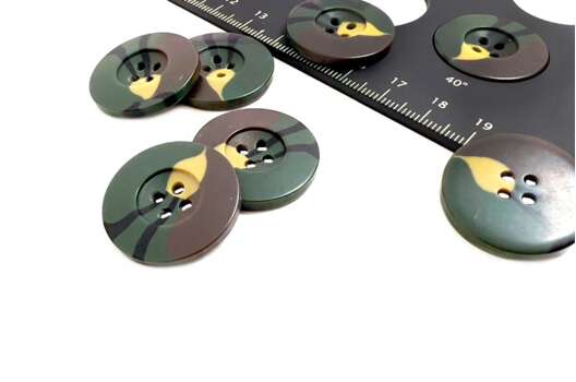 Пуговица пластиковая NE103, 4 прокола, камуфляж, 25 мм