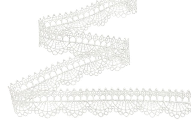 Кружево гипюр матовое, неэластичное, 35 мм, белое