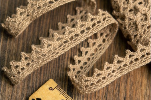 Кружево вязаное, хлопковое, 10 мм, капучино