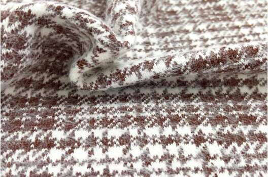 Трикотаж с ворсом, Гусиная лапка красно-коричневая с белым