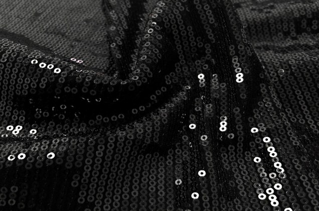 Пайетки на бархате-полосы 3 мм, черные, 145 см 2