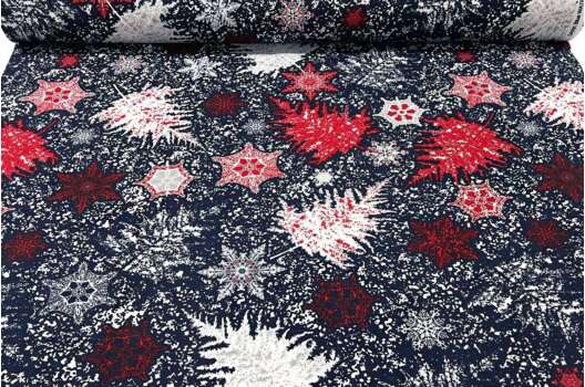 Дак (DUCK) Заснеженные красные елочки на темно-синем фоне