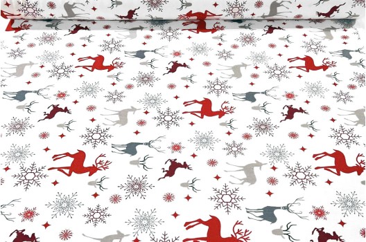 Дак (DUCK) Снежные олени красно-серые на белом