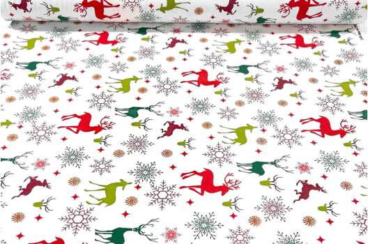 Дак (DUCK) Снежные олени разноцветные на белом