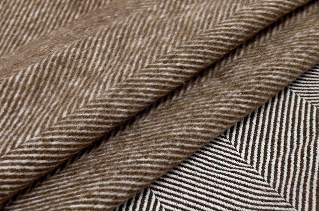 Пальтовая ткань двухсторонняя, Елочка коричневая, Турция 2
