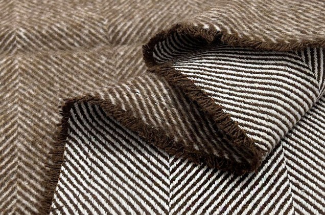 Пальтовая ткань двухсторонняя, Елочка коричневая, Турция 3
