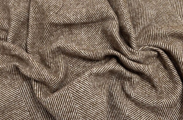 Пальтовая ткань двухсторонняя, Елочка коричневая, Турция 5