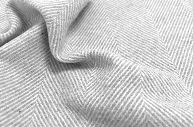 Пальтовая ткань двухсторонняя, Елочка светло-серая, Турция