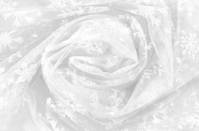 Фатин с глиттером ELSA, Снежинки белые, арт.2