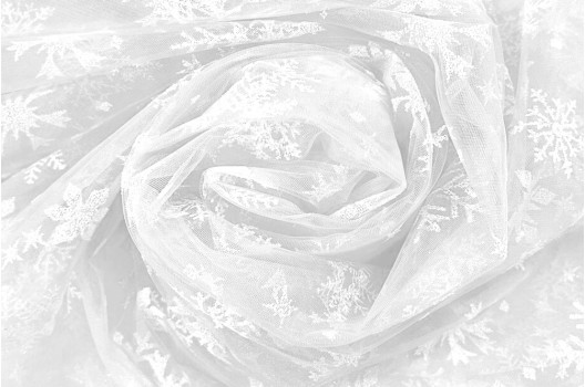 Фатин с глиттером ELSA, Снежинки белые, арт.2