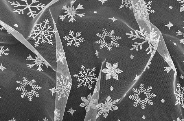Фатин с глиттером ELSA, Снежинки белые, арт.2 2