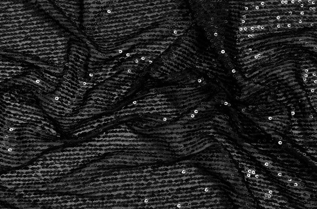 Пайетки на сетке-полосы 2 мм, черные, 135 см 1