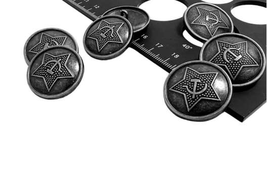 Пуговица металлическая на ножке ME353, состаренный никель, 25 мм