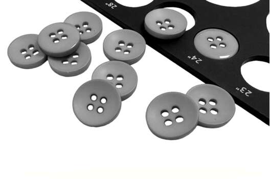 Пуговица пластиковая NE55, 4 прокола, серая, 15 мм