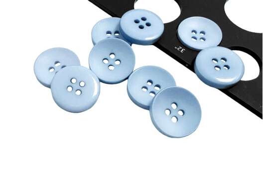 Пуговица пластиковая NE55, 4 прокола, голубая, 20 мм