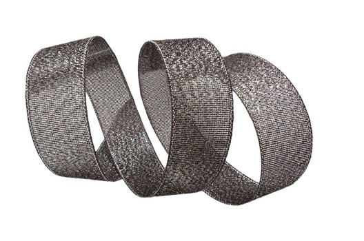 Лента-парча металлизированная, темно-коричневая с серебром, 25 мм