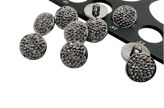 Пуговица пластиковая на ножке LA1378, темный никель, 15 мм