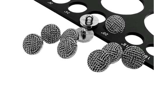 Пуговица пластиковая на ножке LA1724, темное серебро, 12.5 мм