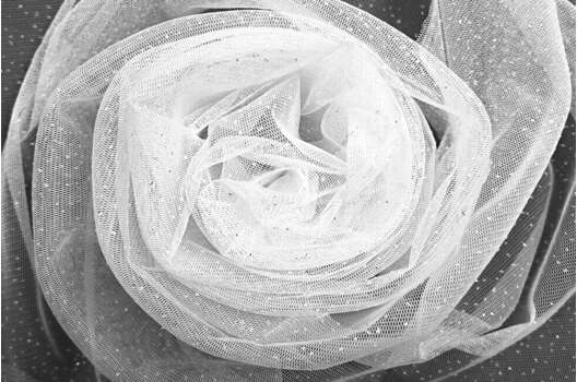 Сетка стрейч с глиттером, молочная, 150 см, Турция