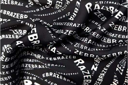 Шифон сатин AMELIA, ZEBRA черно-белый, Турция