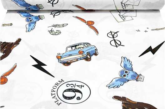 Ранфорс (поплин LUX) 240 см, Гарри Поттер на белом