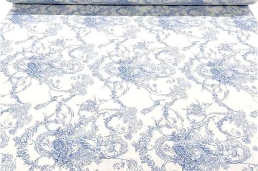 Бязь, Туаль де Жуи, синий узор, 220 см