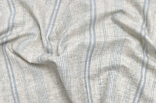 Костюмно-плательная ткань, Голубая полоска на серо-бежевом (34-22-ДЯ) 1