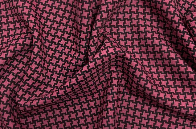 Костюмная шерсть, Пепита крупная темно-розовая с черным (18С188САР)