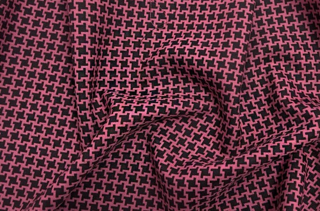 Костюмная шерсть, Пепита крупная темно-розовая с черным (18С188САР) 1