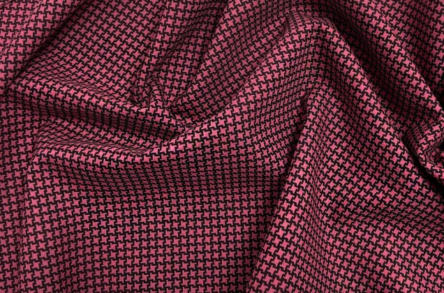 Костюмная шерсть, Пепита мелкая темно-розовая с черным (18С188САР) 2