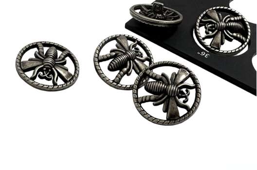 Пуговица металлическая на ножке ME641, матовый никель, 23 мм