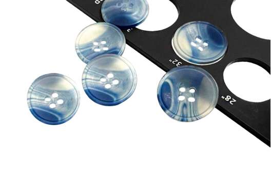 Пуговица пластик P9-23, 4 прокола, синяя, 20 мм