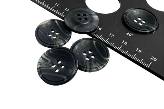 Пуговица пластик P9-23, 4 прокола, черная, 25 мм