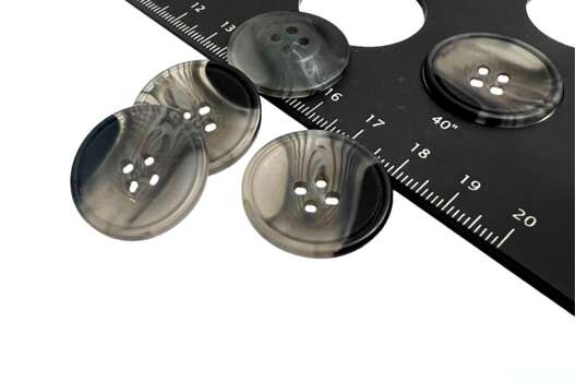 Пуговица пластик P9-23, 4 прокола, серая, 25 мм