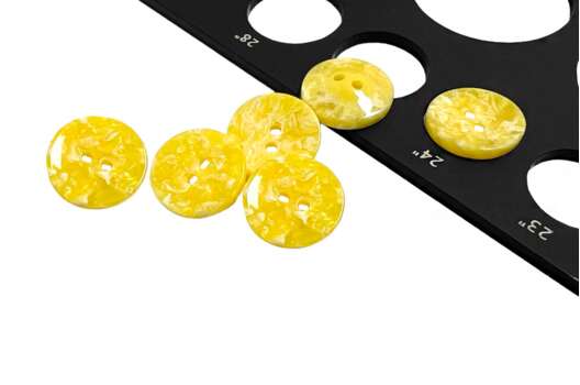 Пуговица пластик CB-3633, 2 прокола, желтая, 15 мм